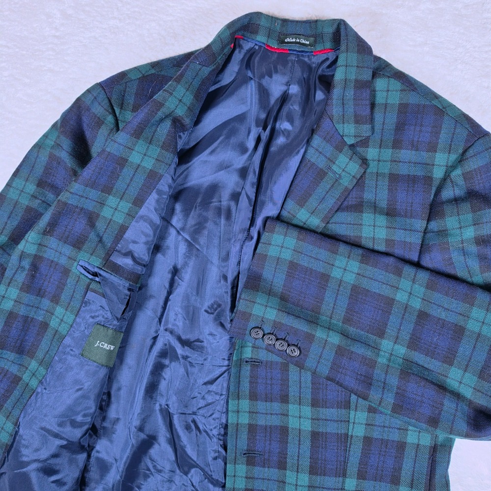J. Crew Factory Green and Navy Plaid Sport Coat